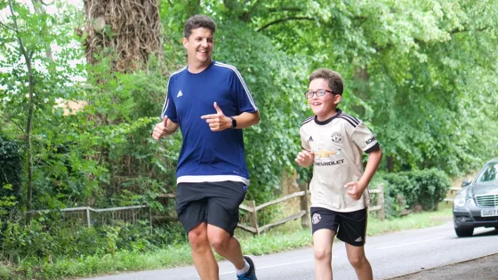 Zac and his dad running