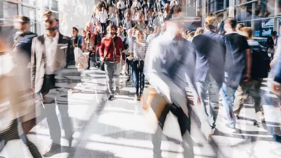 rush hour at a train station