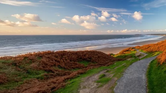 Views of a beach and sea