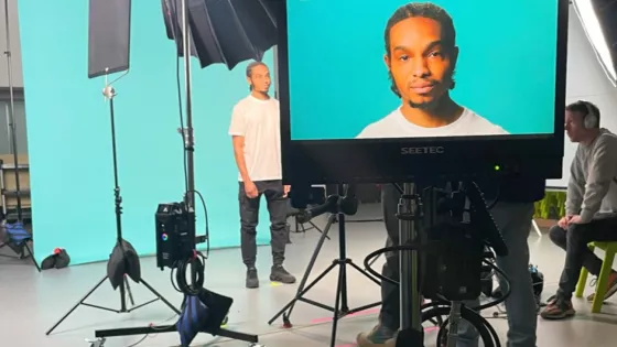 Behind the scenes showing a young boy being filmed for the Young Epilepsy seizure films