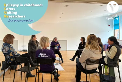 A group of parents and support workers at an epilepsy research group