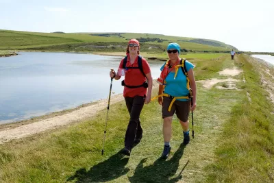 2 female walkers on the south downs way