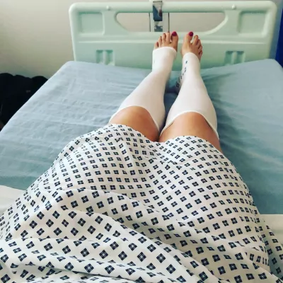 legs in hospital bed