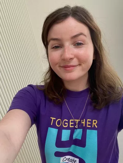 rachel in a young epilepsy t shirt