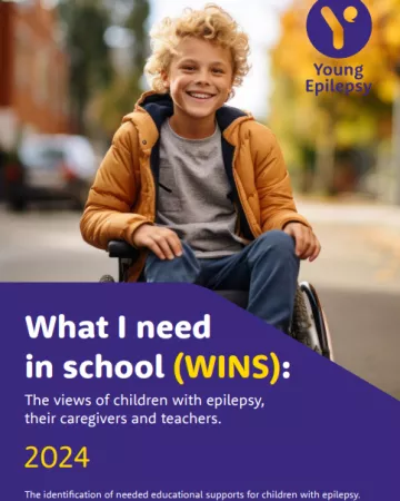 A young wheelchair user appears on the cover of the What I Need In School WINS 2023 Report.
