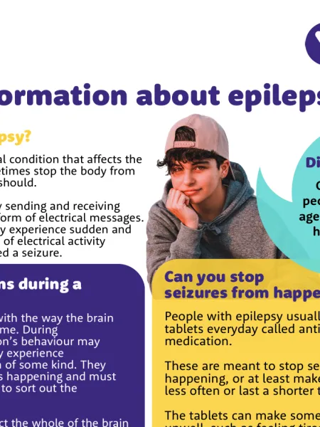 A sheet for 11-14 year olds explains epilepsy.